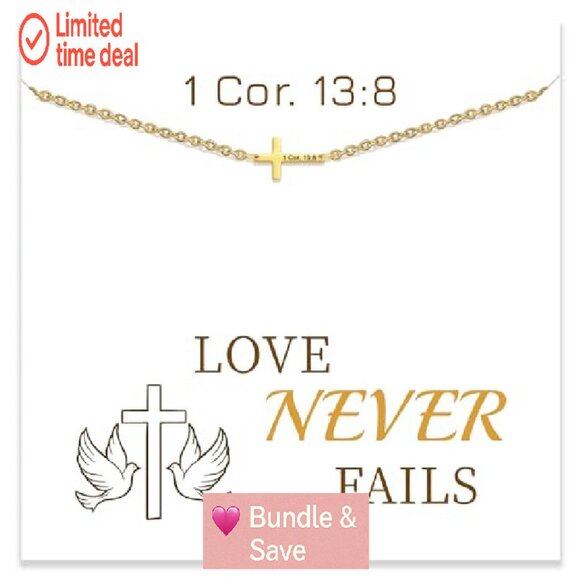 Gold Cross Bracelet with Bible Verse Engraving, Adjustable 7" Chain - Picture 2 of 8